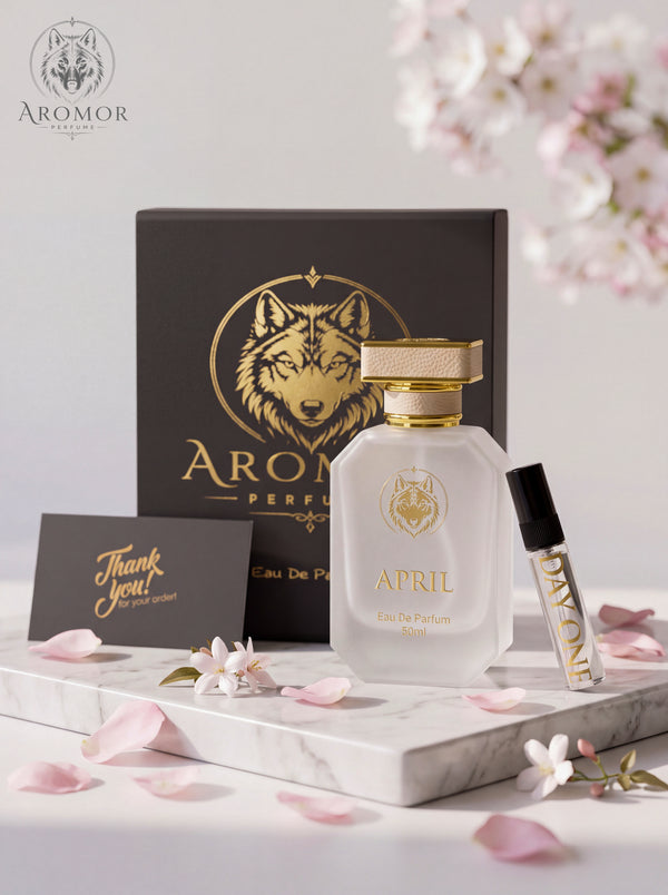 April - Inspired by White Musk Eau de Parfum 50ml bottle - front view | Aromor Perfume